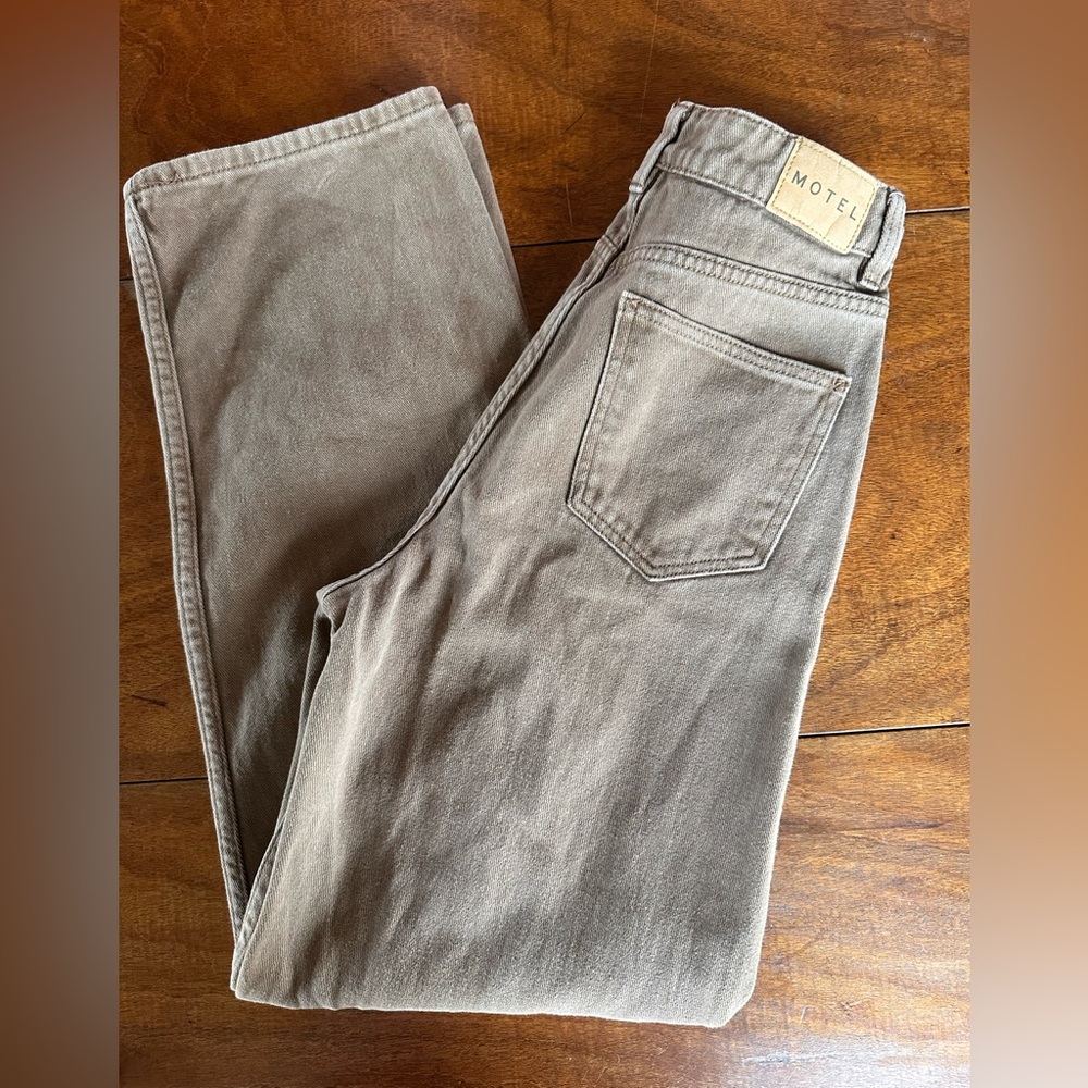 Motel High Waisted Wide Leg Jeans Bronzy Brown Denim Size Small